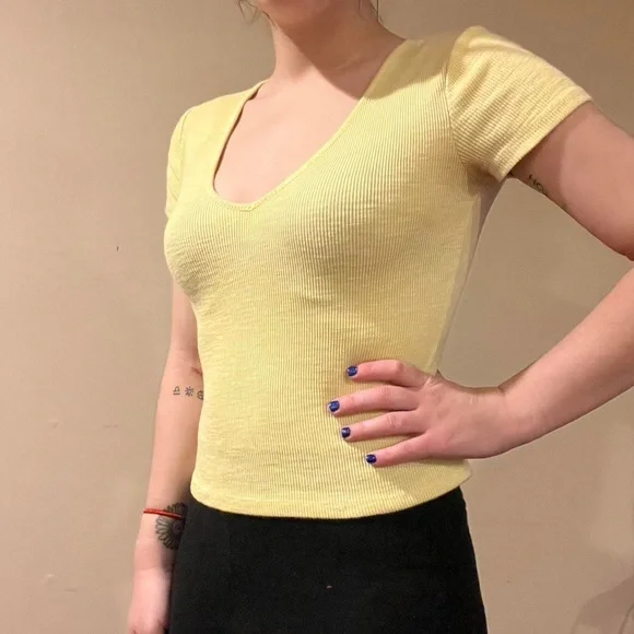 Yellow Ribbed Tee - Picture 2 of 2